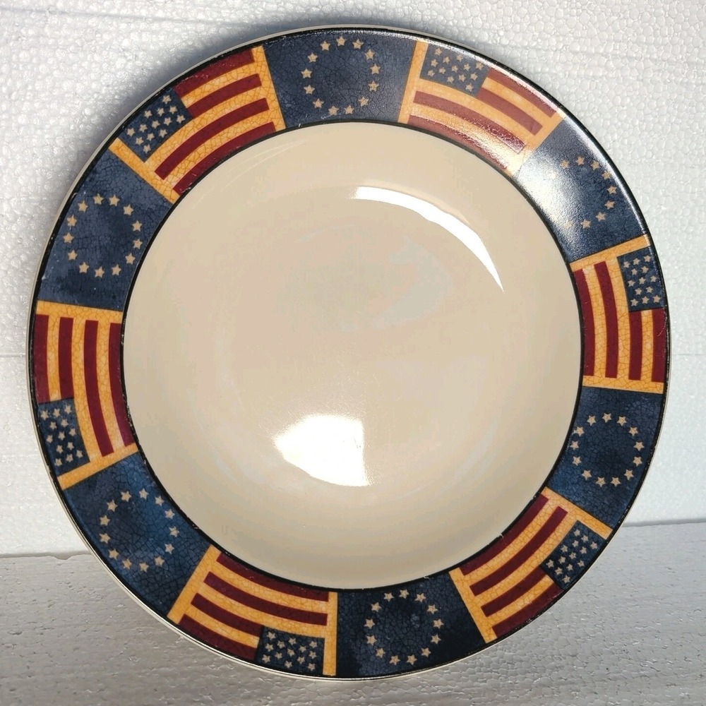 Coventry‎ Liberty Soup Salad Bowls USA Flag Patriotic 9" Stoneware 4th Of July